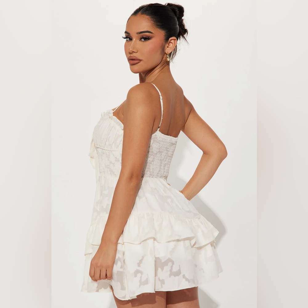 White Ruffled Mini Dress - Picture 3 of 7